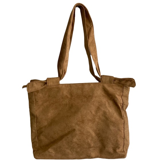 Handbags - Simple Faux Suede Tote Brown